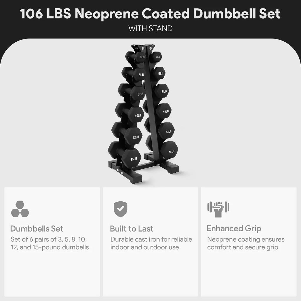 BalanceFrom 110 lb Neoprene Dumbbell Set with Stand