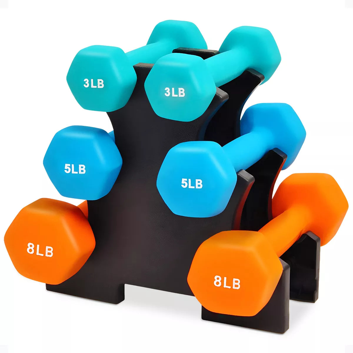 BalanceFrom 110 lb Neoprene Dumbbell Set with Stand