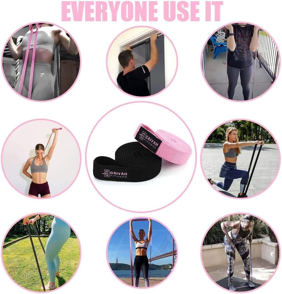 Premium Fabric Resistance Bands Set for Exercise and Physical Therapy - Long Elastic Stretch Bands for Women
