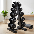 Black dumbbell set with rack lifestyle photo