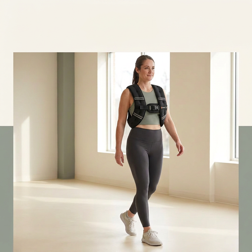 Weighted vest lifestyle image without Veya Studio text